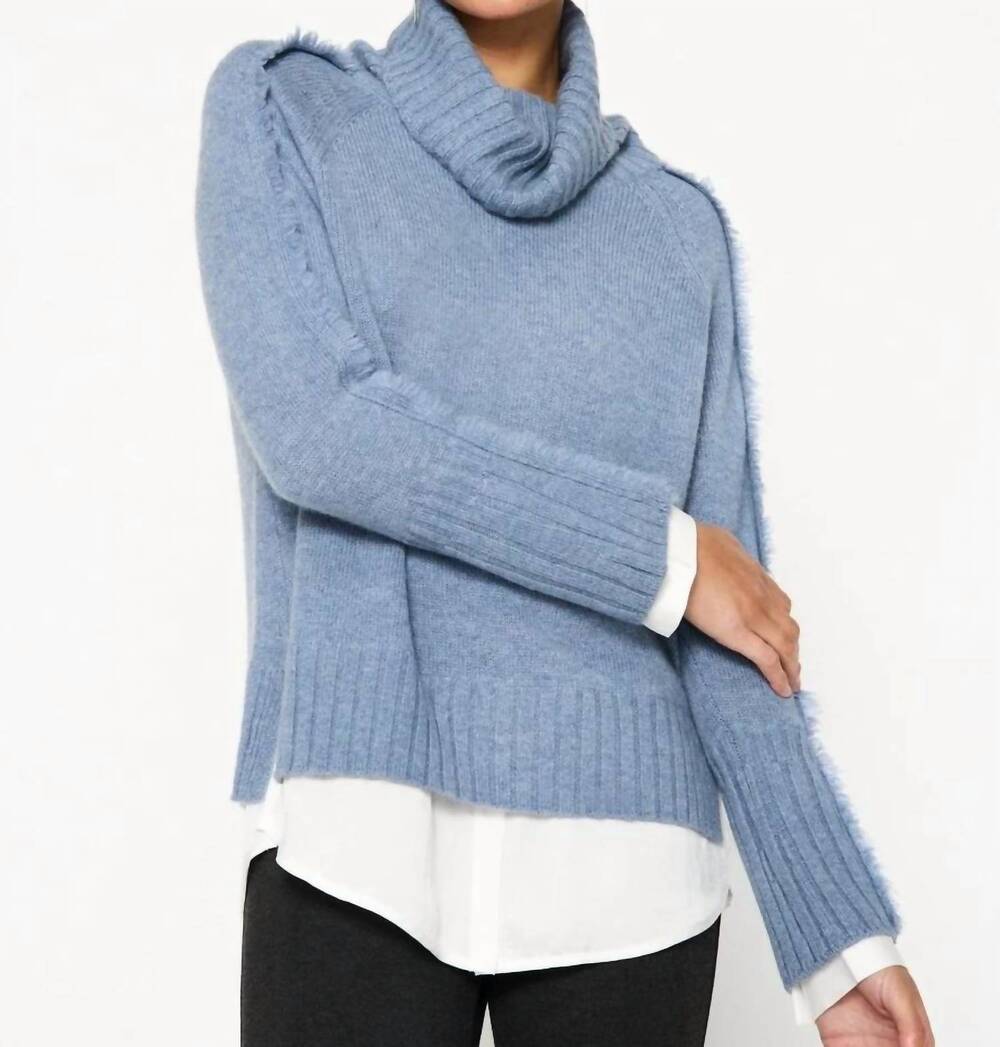 NEW BROCHU WALKER jolie fringe layered look cashmere fringe turtleneck sweater i